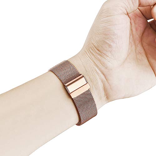 [Australia - AusPower] - smaate Mesh Stainless Steel Smart Watch Bands Replacement Compatible with VERYFITPRO ID205S ID205L ID205 ID205U ID215G, Stylish Milanese Watch Strap for Women with Quick Release Spring Bar 19mm, Rose Gold 