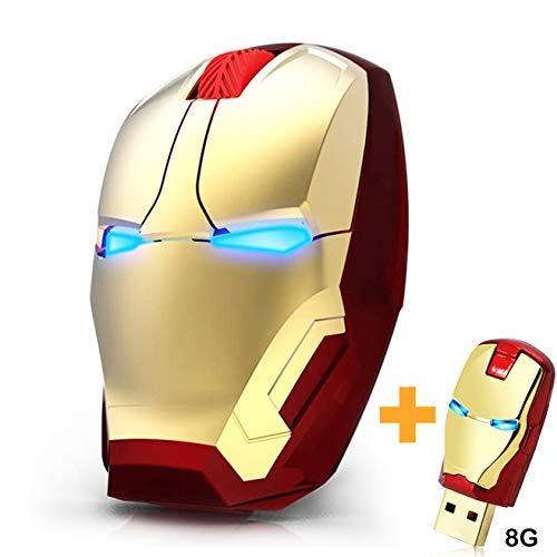 [Australia - AusPower] - Cool Wireless Mouse 2.4 G Portable Game Optical Mice with USB Receiver for Notebook PC Laptop Computer MacBook + 8G USB Flash Drive Gold 