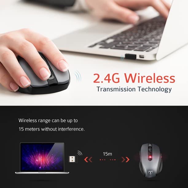 [Australia - AusPower] - Happy Fit 2.4G Wireless Mouse Portable Mobile Optical Mouse with USB Receiver, 5 Adjustable DPI Levels, 6 Buttons for Notebook, PC, Laptop, Computer, MacBook - Black - New 