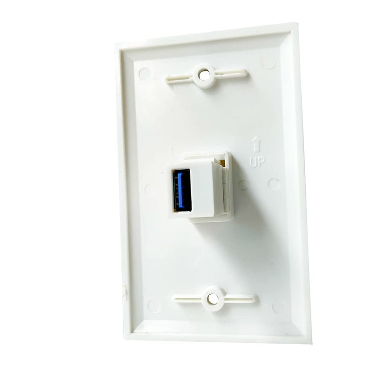 [Australia - AusPower] - BUPLDET USB3.0 Wall Plate 1 Port - Single Gang USB Keystone Jack Cover Plate Female to Female for USB Cable/Charging/Data Transfer - White 