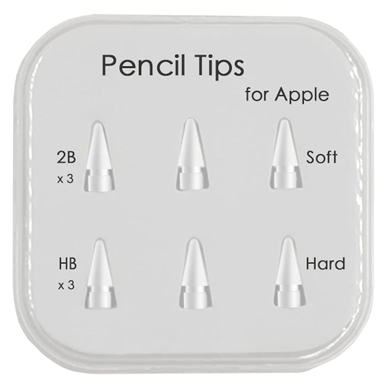 [Australia - AusPower] - Pencil Tips for Apple Pencil 1st / 2nd Generation & Logitech Crayon - Soft and Hard, Double Layered iPad Pencil Tip, Used for 3 Years - 6 Pack 