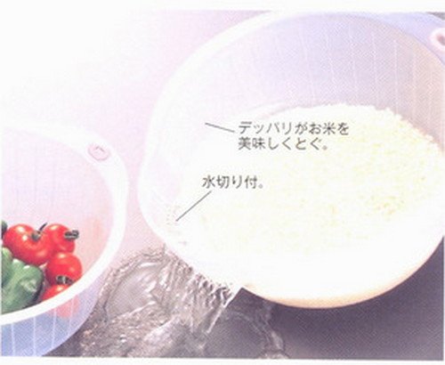 [Australia - AusPower] - Inomata Japanese Rice Washing Bowl with Side and Bottom Drainers, Clear 1 