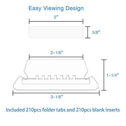 [Australia - AusPower] - File Folder Tabs, 210+210 Sets Hanging File Folder Tabs with Inserts for Hanging Folders, 2 Inch Clear Plastic Hanging File Tabs for Quick Identification 