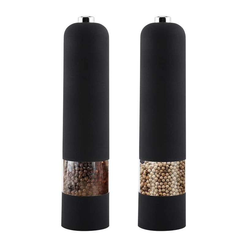 [Australia - AusPower] - Electric Salt and Pepper Grinder, Black Stainless Steel Pepper Mill Grinder with Adjustable Coarseness, Herb Spice Grinder Muller Shaker Kitchen Tools 