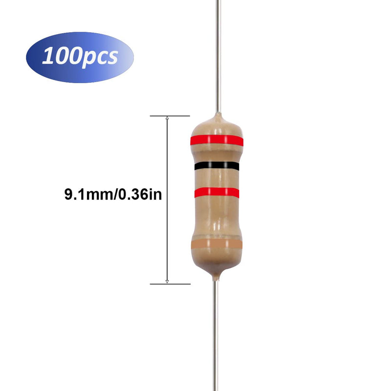 [Australia - AusPower] - smseace 100pcs 2K ohm 1/2 watt Carbon Film Single Resistor ±5% Tolerance for DIY Projects and Experiments 1/2W-2K 2Kohm 