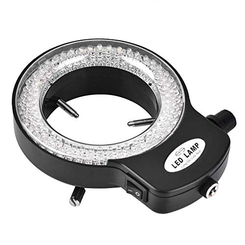 [Australia - AusPower] - Microscope Camera Ring Lamp 144 LED Beads Light Source Brightness Adjustable Variable Control Shadowless Lighting(US Plug 110‑220V (White)) 