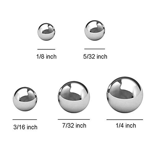 [Australia - AusPower] - 500Pcs G25 Assorted Loose Bicycle Bearing Balls 1/8", 5/32", 3/16" 7/32" and 1/4" 