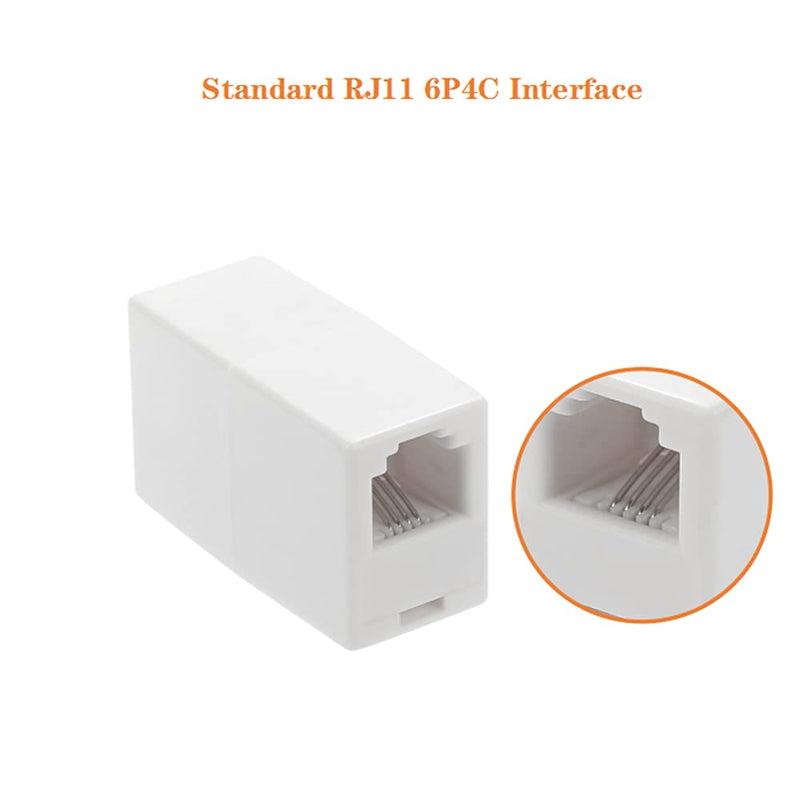 [Australia - AusPower] - RJ11 Coupler, Straight Telephone Inline Coupler RJ11 6P4C Inline Keystone Jack Female to Female Straight Telephone Cable Cord Extension Adapter (White 3pack) White 3pack 