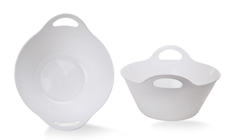 [Australia - AusPower] - Mintra Home Plastic Bowl With Handles (Large 2pk, White) Large 2pk 
