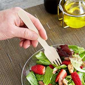 [Australia - AusPower] - ANGLE -Disposable Wooden Forks, Spoons, Knives Set,Alternative to Plastic Cutlery (100 Forks) 100 Forks 