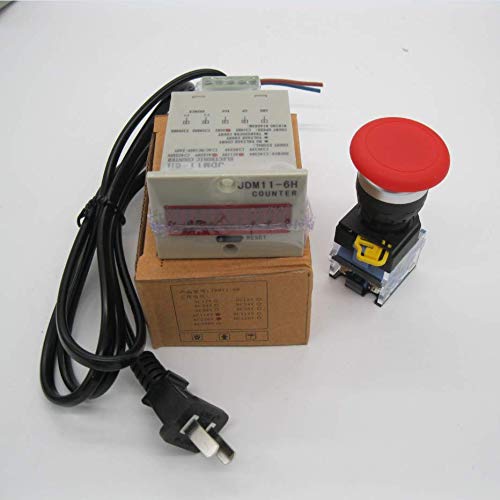 [Australia - AusPower] - TWTADE/ 110-220VAC LED Auto Display Digital Counter 0-999999 6 Digits + Red Mushroom Momentary Switch Push Button 10A 440V 1NO 1NC 