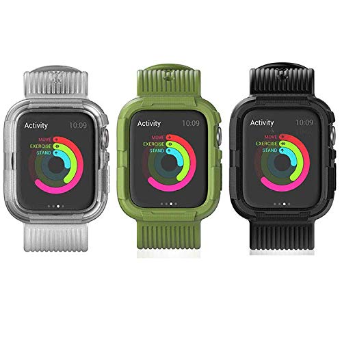 [Australia - AusPower] - BONICI Band Compatible with Apple Watch 38mm 40mm, One-Piece Wristband Strap Soft Silicone Rubber Smart Watch Bands with Screen Protector for Apple Watch Series 6/SE/5/4/3/2/1 iWatch -Green green Christmas tree 38mm/40mm 