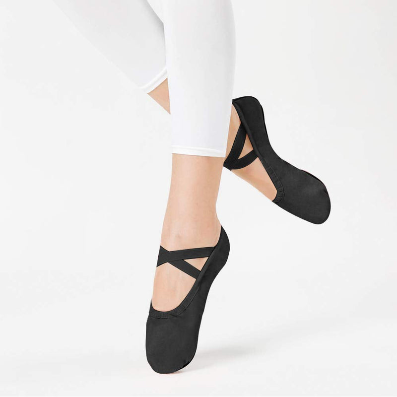 [Australia - AusPower] - Stelle Women's Ballet Shoes Stretch Canvas Dance Slippers Split Sole for Girls/Adult 8 Black 