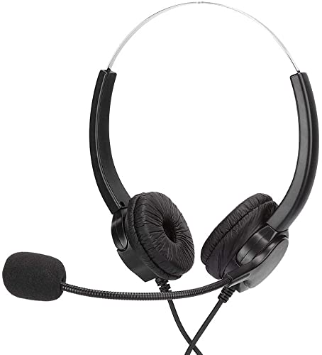 [Australia - AusPower] - Sutinna Call Center Headset, with Microphone Soft Ear Pads Hands-Free Noise Cancelling Binaural Headset with Crystal for Computer Phone 
