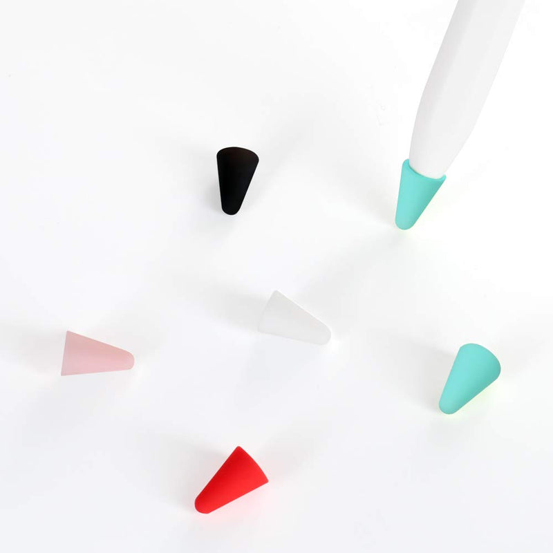 [Australia - AusPower] - ZALU Silicone Nibs Cover Writing Protection for iPad Pencil Compatible with Apple Pencil Tips (2nd Gen) (Red+Pink+Mint Green+Black+White) Red+Pink+Mint Green+Black+White 