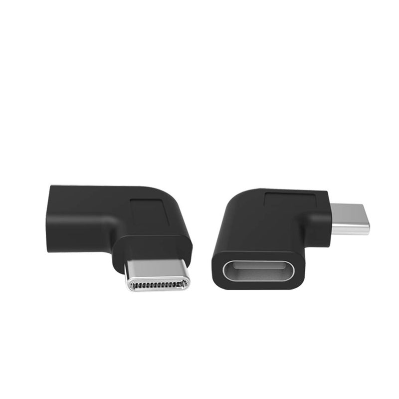 [Australia - AusPower] - Type-C Right Angle Adapter,Type-C Male to Type-C Female Adapter， 2-Pack，90 Degree Type C Adapter,Right & Left Angled 90 Degree Type-C Extension Adapter for Laptop & Tablet & Mobile Phone 