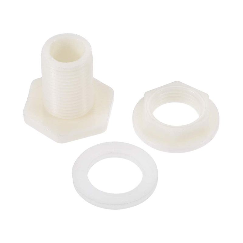 [Australia - AusPower] - uxcell Bulkhead Fitting, G1/2 Male, Tube Adaptor Pipe Fitting with Silicone Gasket, for Water Tanks, ABS Plastic, White 