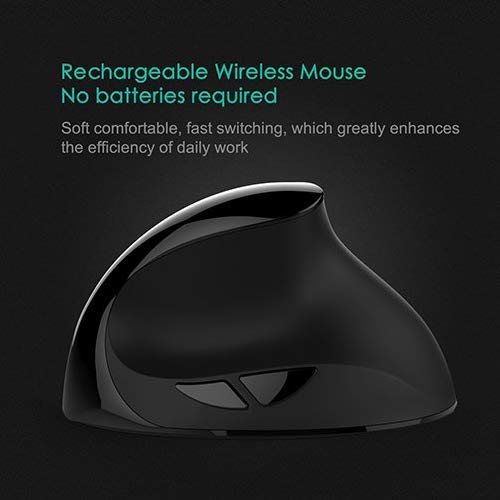 [Australia - AusPower] - Small Hand Ergonomic Mouse, LEKVEY Vertical Wireless Mouse - Rechargeable 2.4GHz Optical Vertical Mice : 3 Adjustable DPI 6 Buttons, for Laptop, PC, Computer, Desktop, Notebook etc, Black 