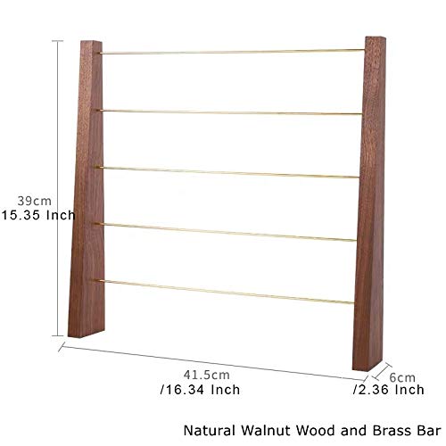 [Australia - AusPower] - GemeShou Walnut Brass 5 Tier Earring Cardboad Hanger Stud Dangle Hoop Earring Storage Organizer Tabletop Clip on Earring Display Stand 【Walnut-Brass 5-Tier Height 15.6"】 E2/Walnut Ladder 5-Tier (16.3"x2.4"x15.6" H)+30pcs PVC Earring cards for Free 