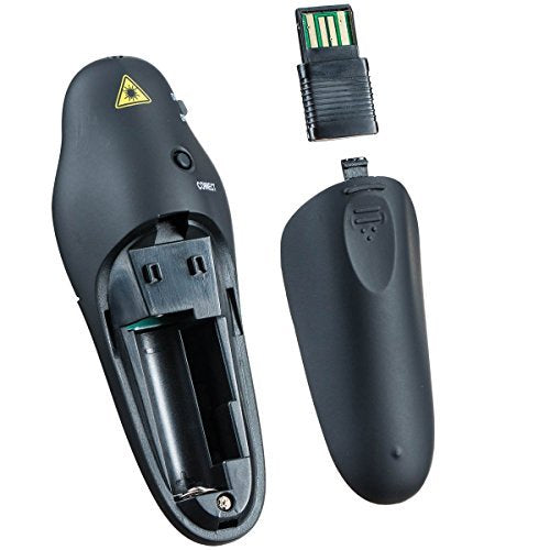 [Australia - AusPower] - PowerPoint Presentation Clicker, USB Wireless Presenter Remote with Lazer Pointer, Black, for Microsoft Power Point RF 2.4 GHz 