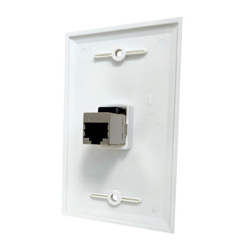 [Australia - AusPower] - BOPLAT Single Gang Ethernet CAT7 Wall Plate Female to Female - 1 Port Shielded Network CAT 7 RJ45 Keystone Jack Outlet Wallplate for CAT8/CAT7/CAT6 Cables - White 1CAT7-WH 