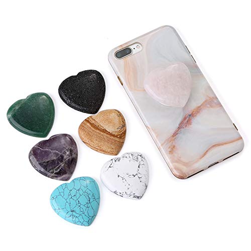 [Australia - AusPower] - Black Lava Stone Heart Phone Grip, Essential Oil Diffuser Collapsible Holder for Smart Phone and Tablet Black Lava 