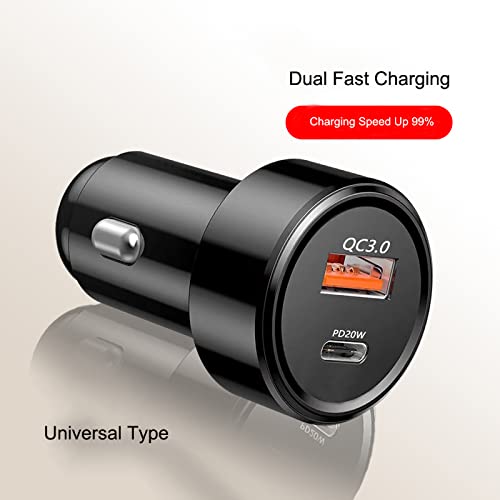 [Australia - AusPower] - LL Gold Diamond USB C Car Charger Dual Port Universal Type C Fast Car Charger QC 3.0 & PD 20W Quick Charging Adapter Lighter Adapter Compatible with iPhone, Samsung Galaxy & Many More. (Type-C Black) Type-C Black 