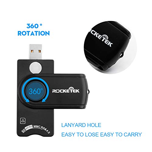 [Australia - AusPower] - USB Smart Card Reader, Rocketek DOD Military USB CAC Memory Card Reader Compatible with Windows, Linux/Unix, MacOS X - Build in SDHC/SDXC/SD Card Reader and Micro SD Card Reader RT-SCR10 