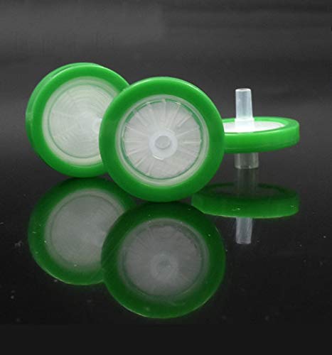 [Australia - AusPower] - 100 Count Syringe Filter, Nylon Hydrofilic Membrane 13mm Diameter 0.22um Pore Size, Syringe Lab Filters, Non Sterile Filtration (Green) 