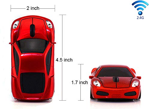 [Australia - AusPower] - Jinfili Sleep Sport Car Shaped Wireless Computer Mouse Ergonomic Gaming Optical Mouse USB 2.4G Mini Receiver Office Accessories for PC Windows Laptop Notebook Mac Red 