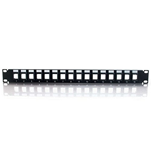 [Australia - AusPower] - C2G 16-Port Patch Panel - Blank 1U Keystone Panel for Ethernet Cables - Works with Almost Any Snap-in Jack Including Cat6-03858, Black 16 Port 