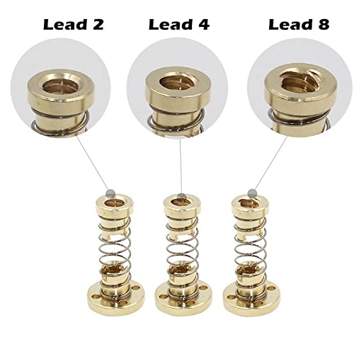 [Australia - AusPower] - KongV T8 Anti Backlash Spring Loaded Nut Pitch 2mm Lead 8mm Elimination Gap Nut for 8mm Acme Threaded Rod Lead Screws DIY CNC 3D Printer Parts（2-Pack） 