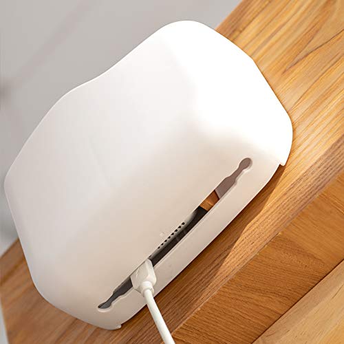 [Australia - AusPower] - SUNFICON Adhesive Remote Control Holder Wall Mount Media Player Controller Holder Universal TV Remote Organizer Caddy Box Tray Hollow Bottom Slot Easy Phone Charging Home Office Desk Nightstand White 