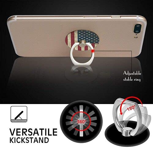[Australia - AusPower] - Hakoyi Cell Phone Ring Holder Vintage US Flag 360 Degree Rotation Phone Grip Stand Finger Kickstand for All Smartphone and Tablets, 1.42 x 1.61 x 0.35 inches 