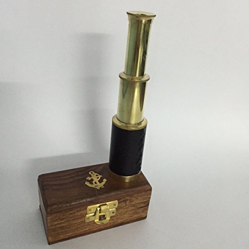 [Australia - AusPower] - Vrinda 6" Handheld Brass Telescope with Wooden Box - Pirate Navigation 