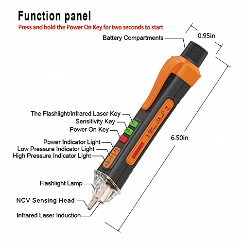 [Australia - AusPower] - Non Contact Voltage Tester Pen, Electrical Tools Electrical Tester AC 12-1000V/48V-1000V, LED Flashlight, Buzzer Alarm for Live/Null Wire Tester Judgment, Wire Breakpoint Finder Non Contact Tester Pen 