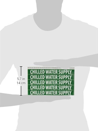 [Australia - AusPower] - NMC B1048G Pipemarkers Sign, Legend"Chilled Water Supply", 9" Length x 1" Height, 3/4" Letter Size, Pressure Sensitive Vinyl, White on Green (Pack of 25) 9 inches length 