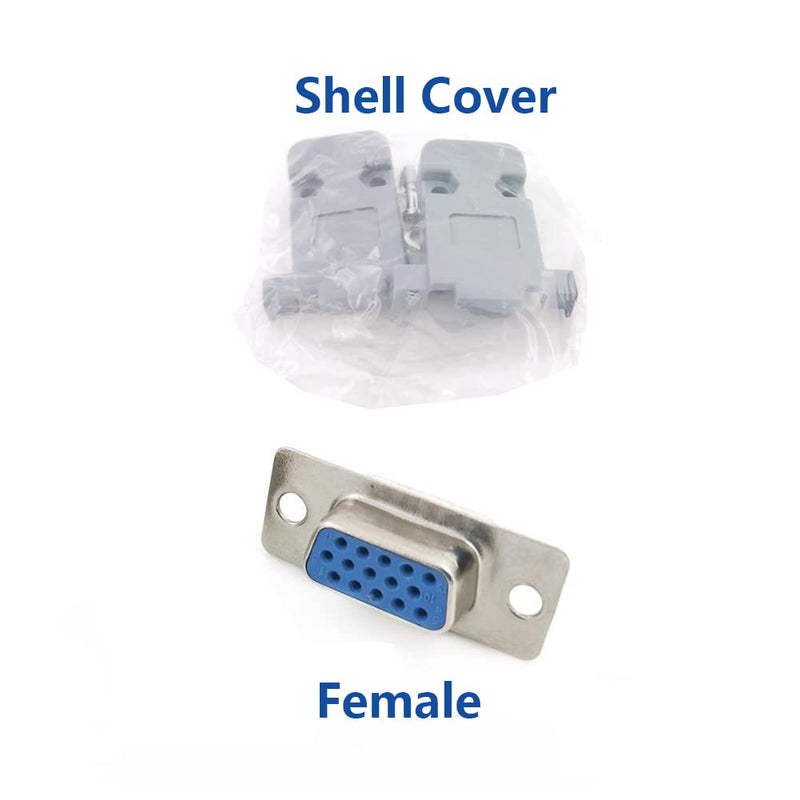 [Australia - AusPower] - Jienk 10PCS VGA Female DB15 3 Row Solder Cup Connectors Kit, Solder Type D-SUB HD15 Port15 Pin D Sub Couplers with Plastic Hoods, Strain Relief Grommet and Screws 