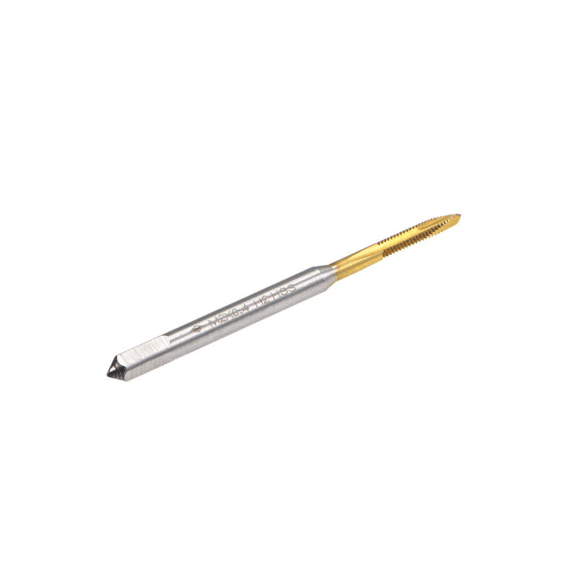 [Australia - AusPower] - uxcell Spiral Point Plug Threading Tap M2 x 0.4 Thread, Ground Threads H2 3 Flutes, High Speed Steel HSS 6542, Titanium Coated, Round Shank with Square End 