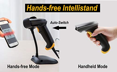 [Australia - AusPower] - TEEMI 2D Barcode Scanner USB Wired Handheld Automatic QR Data Matrix PDF417 bar Codes Imager for Mobile Payment Computer Screen Scan (Stand Included) Stand Included 