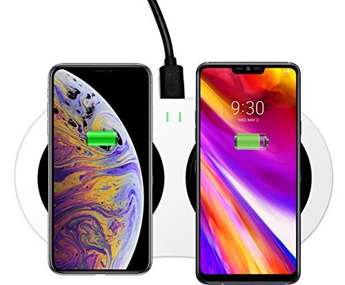 [Australia - AusPower] - Dual Power Qi Wireless Charging Pad (White) by Azpen, 10 Watt Dual Charger Compatible with iPhone 12,12 Pro,12 Pro Max, 11, 11Pro, X, Xs, Xr, X Max, and Samsung Galaxy S21, S20, S9, S8 