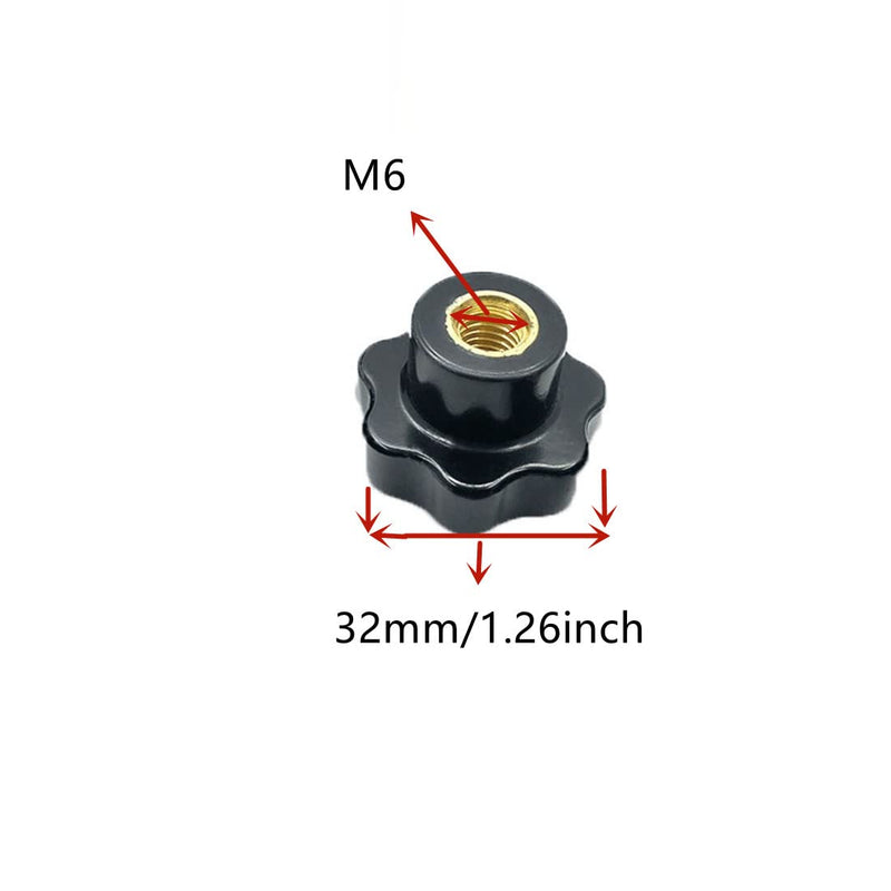 [Australia - AusPower] - GDQLCNXB M6 Star Knob Clamping Handle Nut Through Hole Set Black Plastic Screw knurled Clamping nut knob10 PCS 