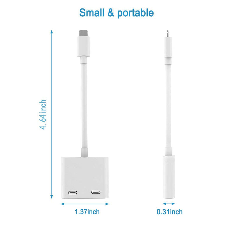 [Australia - AusPower] - Apple MFi Certified iPhone Headphone Adapter Splitter, Rosyclo 2 in 1 Dual Lightning Converter Cable Dongle Music+Charge+Call+Volume Control,Compatible with iPhone 12/11/XS/XR/8/7,iPad 
