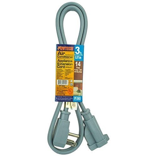 [Australia - AusPower] - POWTECH Heavy duty Air Conditioner and Major Appliance Extension Cord UL Listed 14 Gauge, 125V, 15 Amps, 1875 Watts GROUNDED 3-PRONGED CORD (3 ft) 3 ft 