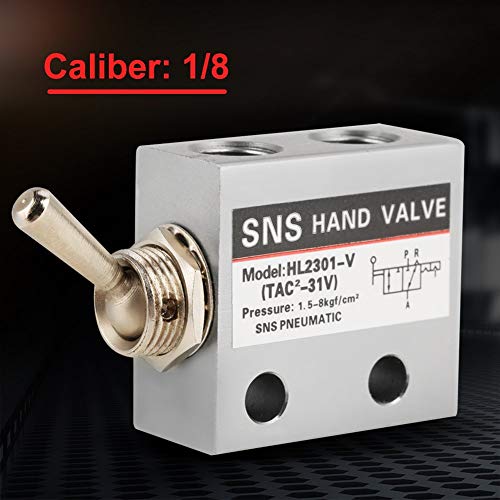 [Australia - AusPower] - SNS Pneumatic 3 Position 2 Port Toggle Switch G1/8 Pneumatic Mechanical Valve HL2301 Pressure 1.5-8kgf/cm² 