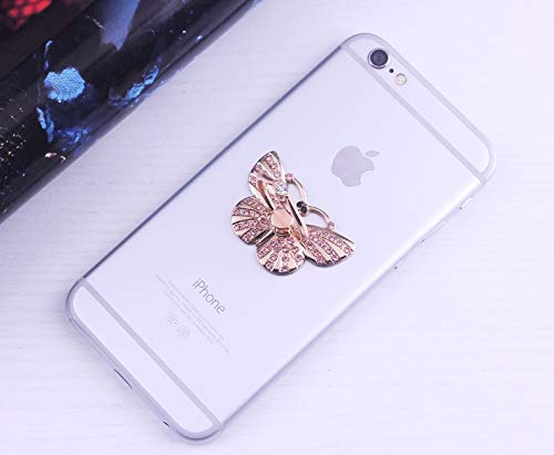 [Australia - AusPower] - GoldenEL Universal 360 Degree Rotating Finger Ring Stand Holder Kickstand for Cell Phone iPhone Galaxy - Crystal Butterfly (Pink) Pink 