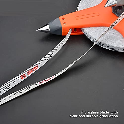 [Australia - AusPower] - Edward Tools Measuring Tape Reel - Inches/Metric Long Measuring Tape - Heavy Duty Fiberglass Blade - For surveying, sports, logging - Quick retractable Design - Universal Grab Hook (100 FT/30M) 