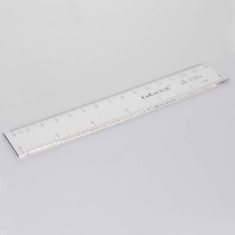 [Australia - AusPower] - Hegebeck Clear Plastic Ruler 15cm/6 Inch Plastic Straight Ruler Flexible Ruler with Inches and Metric Measuring Tool for Learning Drawing 20 Pcs 