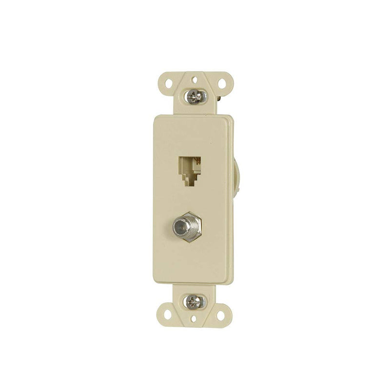 [Australia - AusPower] - Eaton 3562V Decorator Insert Combination Telephone Jack with 4-Conductors and Type F Coaxial Adapter, Ivory 