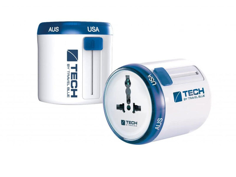 [Australia - AusPower] - TRAVEL BLUE Twist and Slide with Dual USB Charger World All-in-one International Power Adapter Travel Accessories Portable Wall Charger Connecting Made Easy 